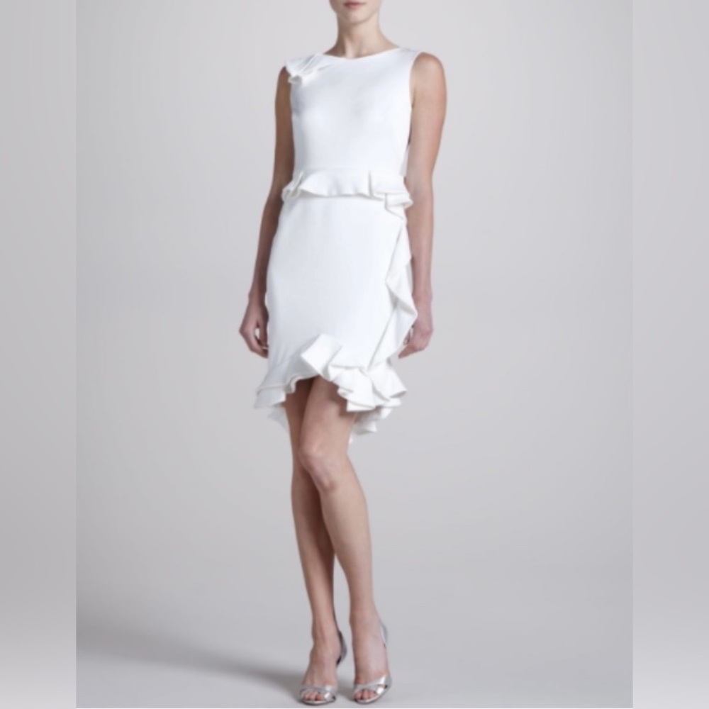 NWT Marchesa Notte Ivory Ruffled Cocktail Dress - Size 8
